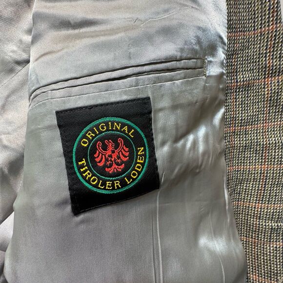 LANDS' END 46L 100% Lambswool Tiroler Loden Plaid Wool Sports Coat Blazer USA - Picture 9 of 15